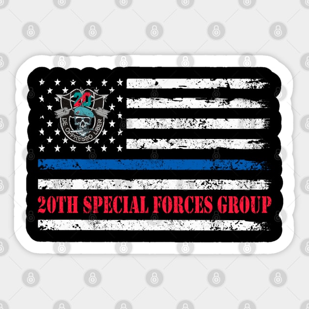 20th Special Forces Group Skull American Flag VeteranDe Oppresso Liber SFG - Gift for Veterans Day 4th of July or Patriotic Memorial Day Sticker by Oscar N Sims